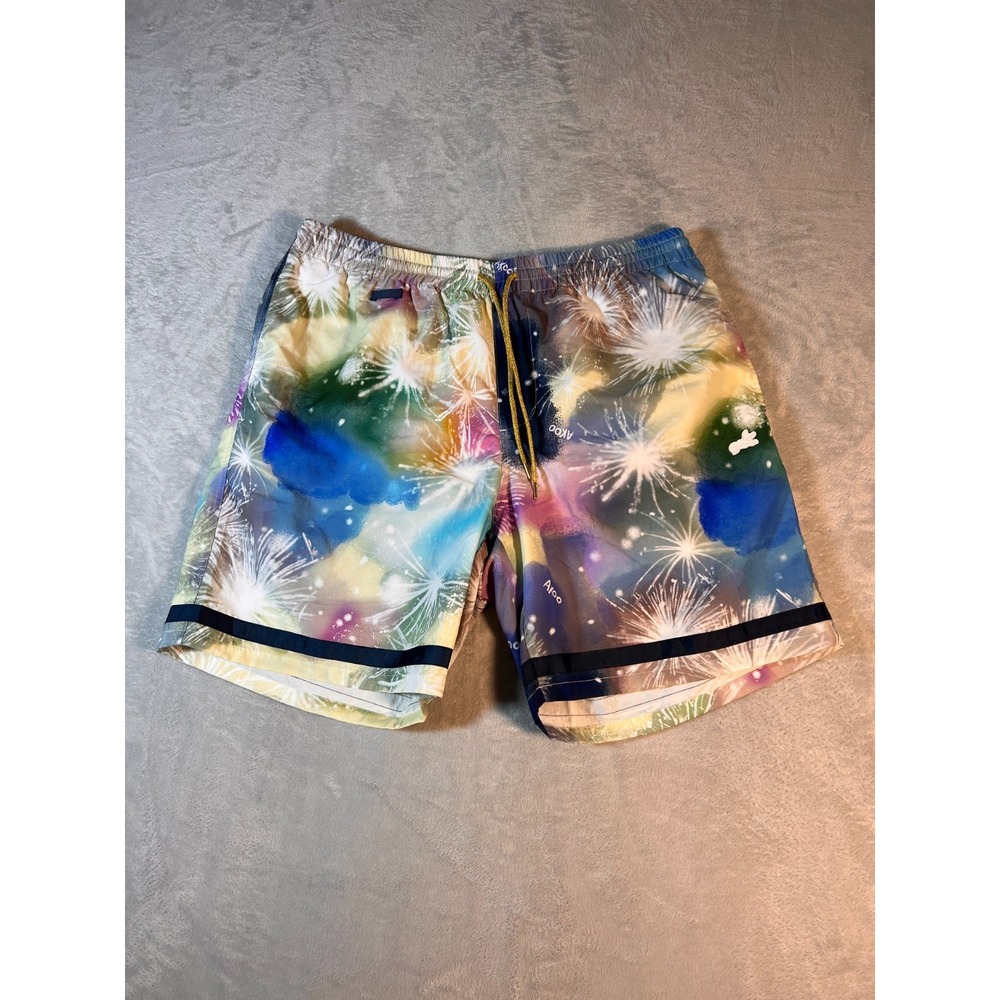 NWT AKOO‎ Swim Board Shorts Trunks Men's 3XL Fireworks abstract tie-dye colorful
